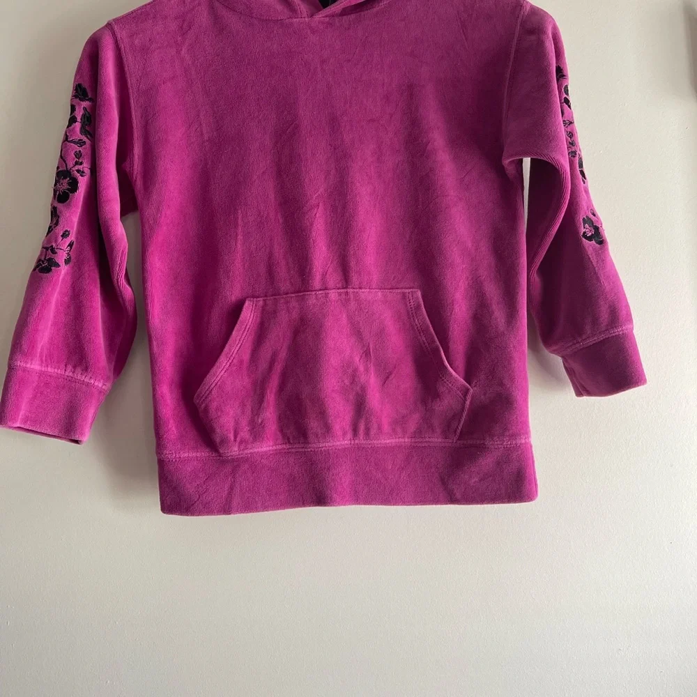 Forever 21 Girls 3/4 Length Sleeve Fuchsia and Black Hoodie - Size 5/6 - Picture 9 of 9